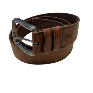 Frye Genuine Leather Belt Mens 34 With Silver-Tone Buckle